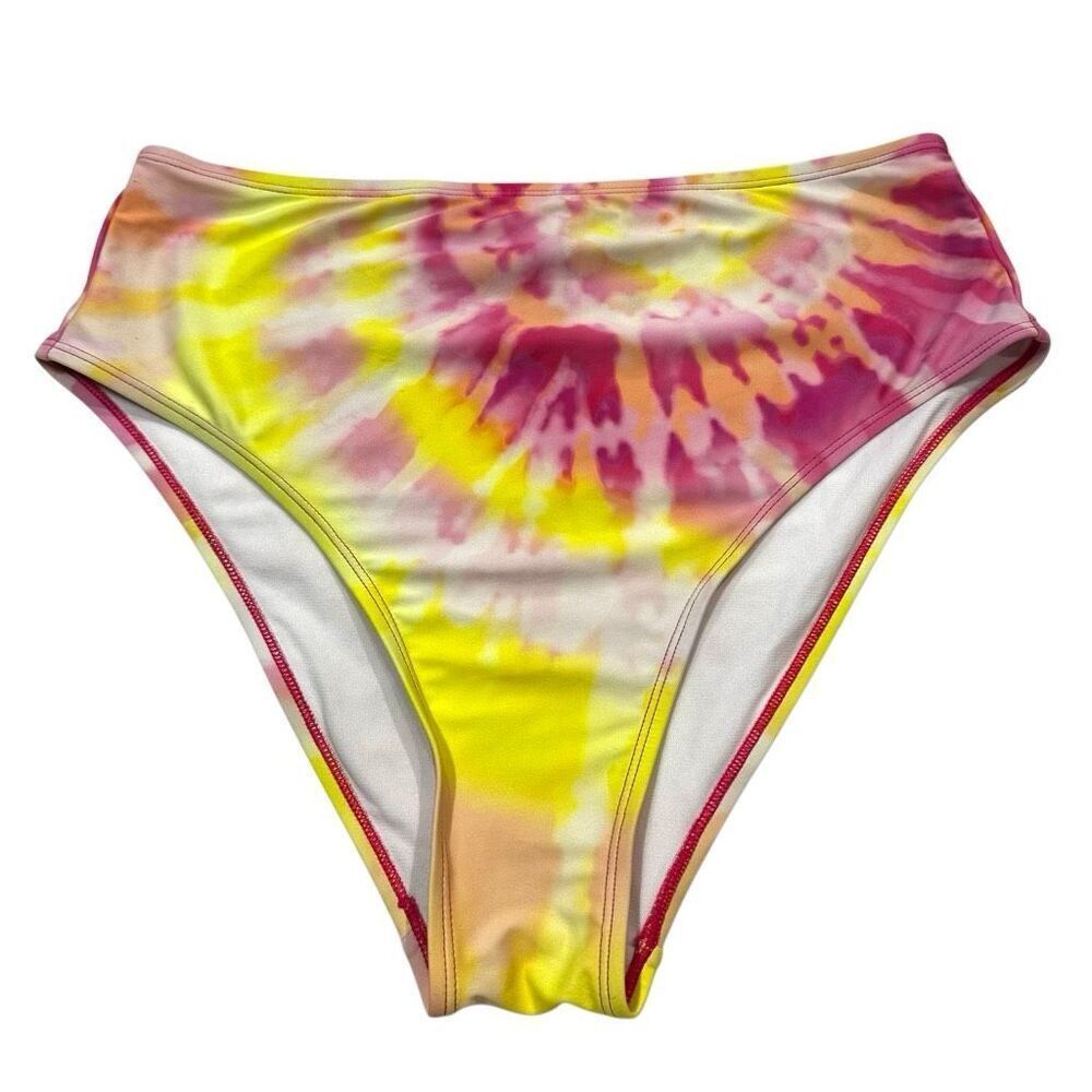 Xhilaration Tie Dye High Waisted Cheeky Swim Bikini Bottom Pink White XL